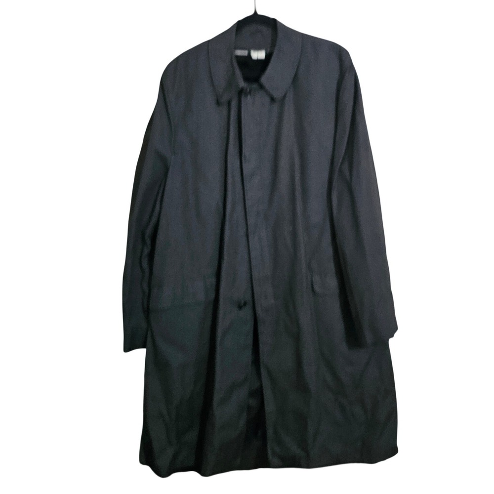 Lenox Hall Clothes Mens Black Trench Coat Removable‎ Liner Size 44L Vintage
